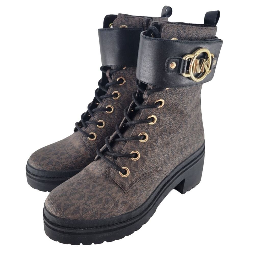Michael Kors Womens 'Rory' Heeled Ankle Boots Dark Brown Black 6 - Picture 5 of 16
